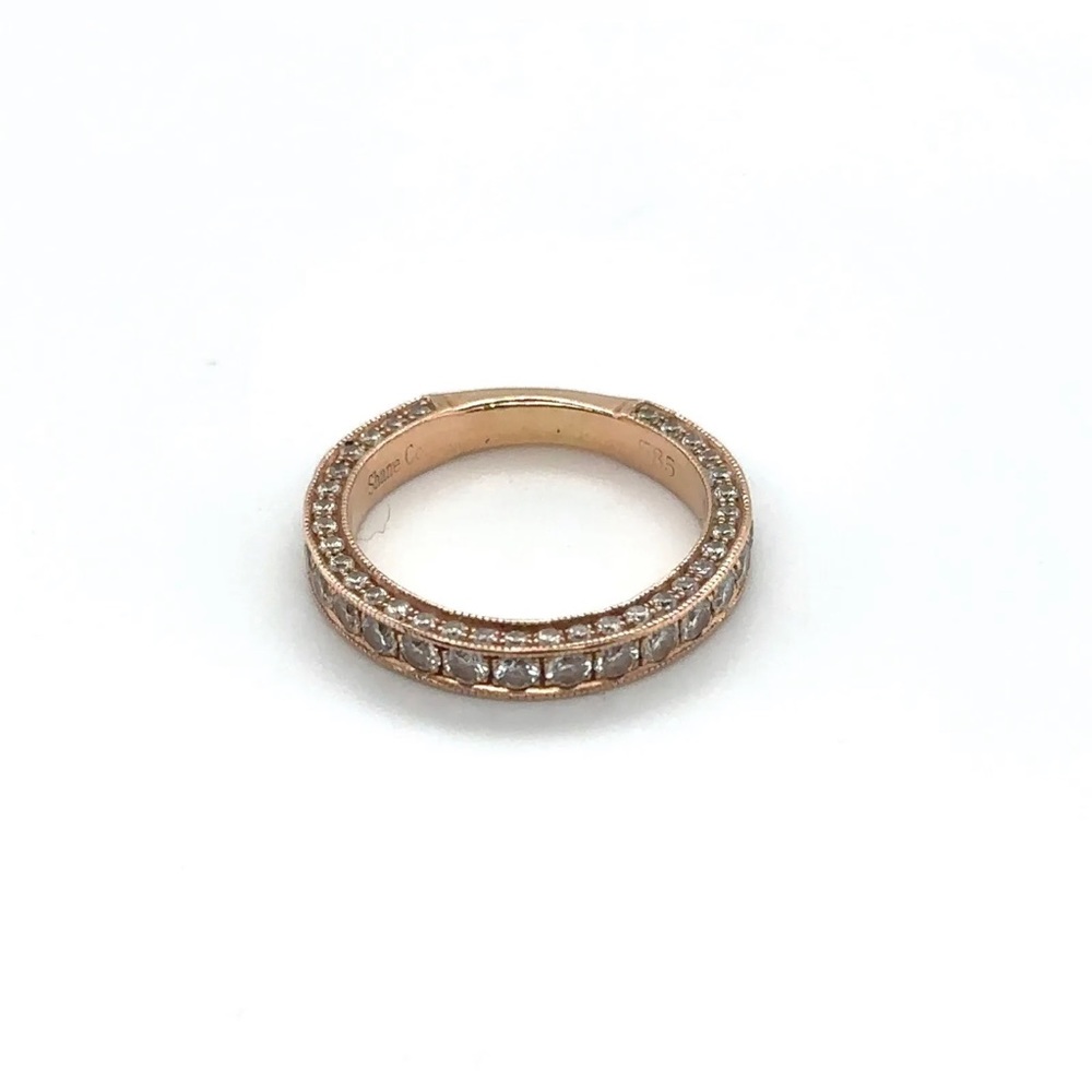 shane co 14k rose gold diamond band size 4  / 3 mm wide